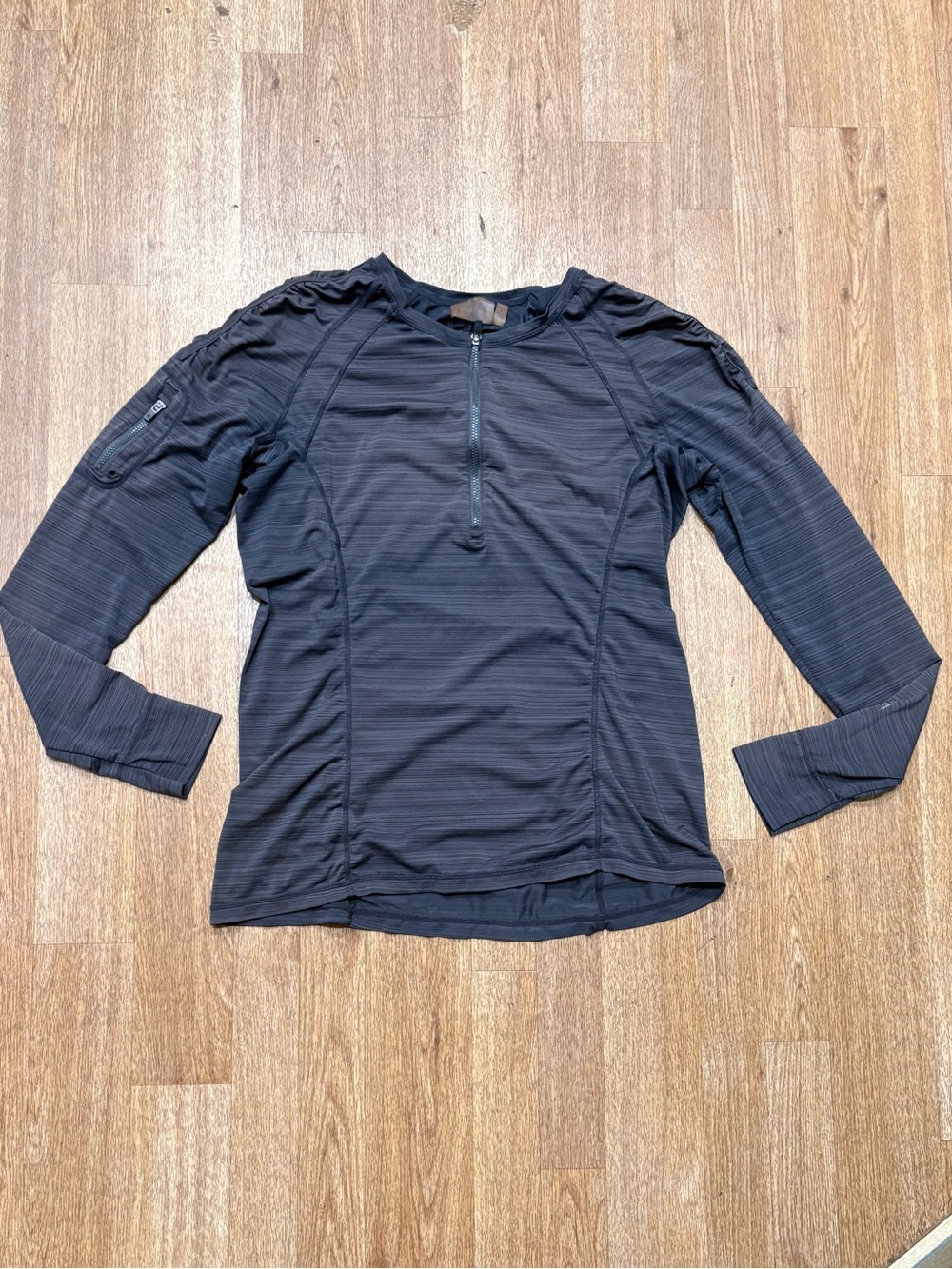 Athleta Black Long-Sleeve Quarter-Zip Performance Top